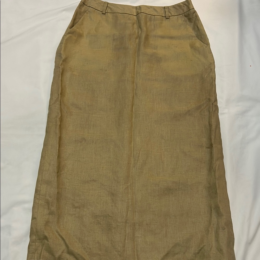 Brooks Brothers 100% Linen Tan Maxi Pencil Skirt size 4